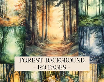 Arrière-plan de la forêt, Pages de journal indésirable de la forêt, collage forêt à imprimer, journal nature sur papier, journal forestier, kit numérique de journal indésirable