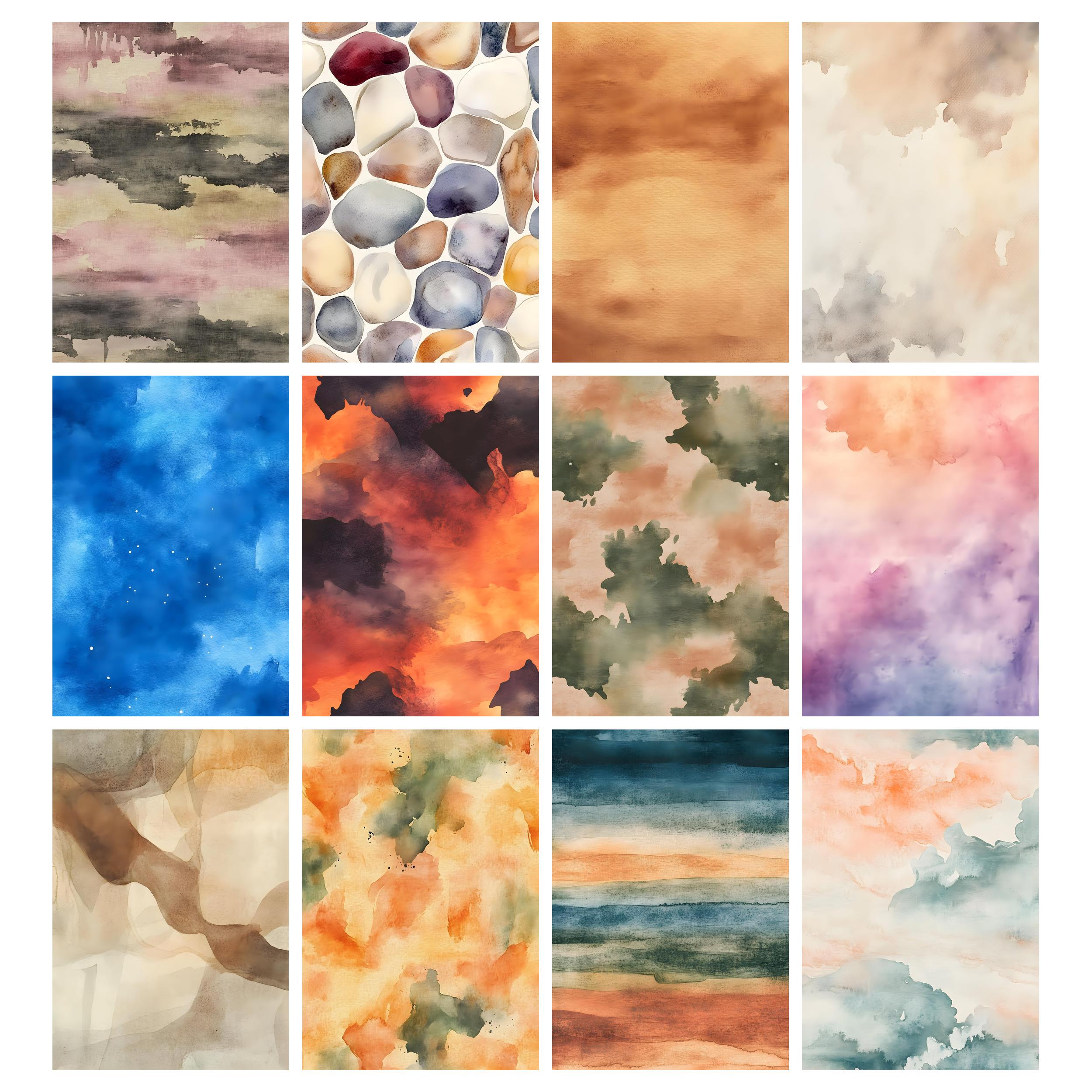 Watercolor Earth Tones Digital Paper Pack Neutral Boho Junk Journal ...