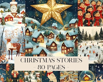 Christmas Stories Junk Journal Printable Pages, Junk Journal Kit, Scrapbooking, Printable Paper, Digital Collage, Ephemera, Digital Download