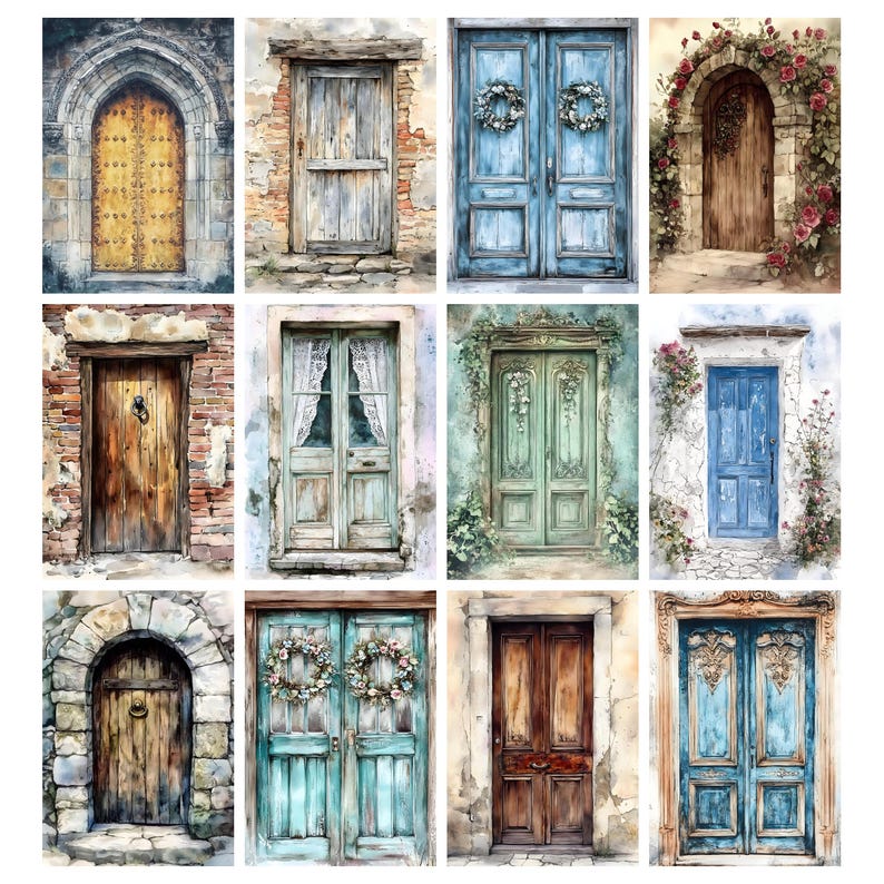 Rustic Vintage Doors Printable Junk Journal Kit Grunge Ephemera Antique ...