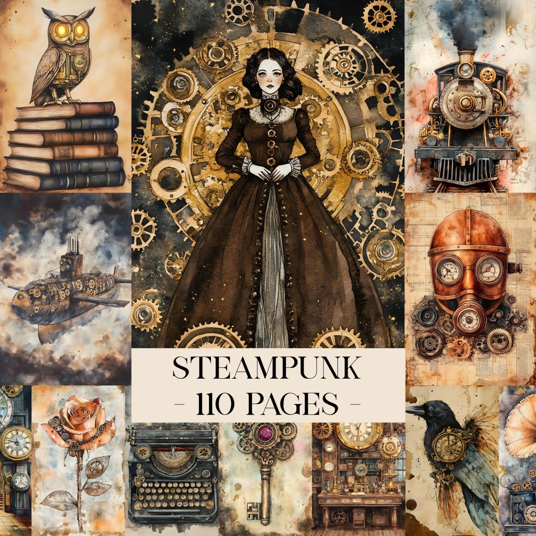 Steampunk Junk Journal Pages, Digital Industrial Paper, Victorian ...