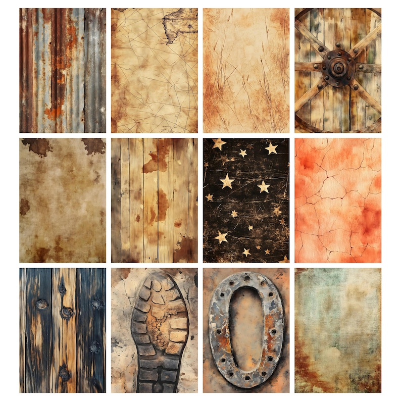 Rustic Western Texture Wild West Textures Digital Papers, Western Printable, Vintage Cowboy ...