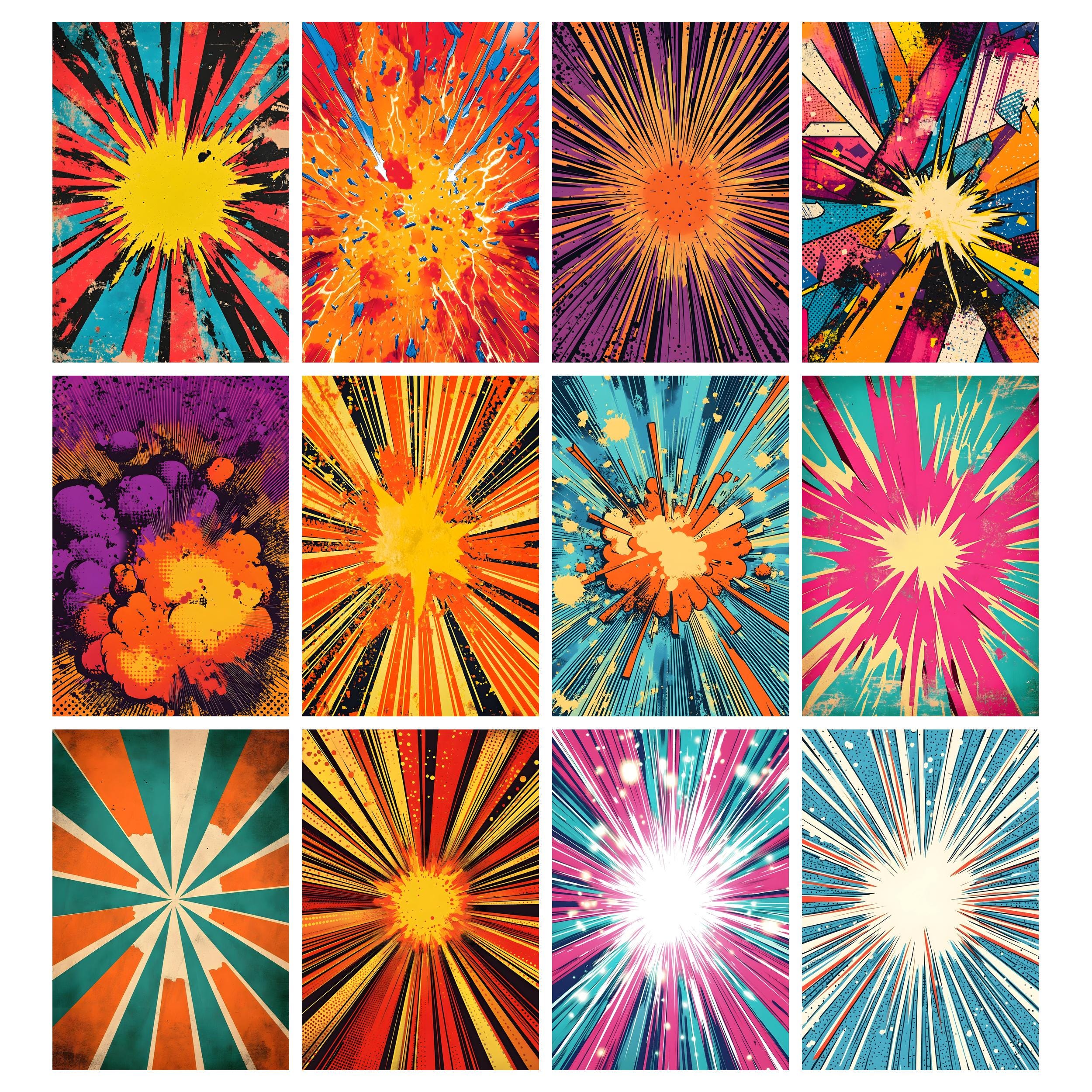 Pop Art Comic Backgrounds, Retro Comic Digital Papers, Comic Book ...
