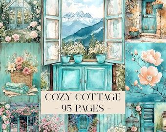 Cozy Cottage Junk Journal Pages, Cottagecore Junk Journal Kit, Cottage Journal Kit, Shabby Chic Journal Cottagecore Ephemera English Cottage