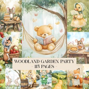 Woodland Gartenparty Junk Journal Seiten, Woodland Journal, Shabby Chic druckbare Ephemera, botanische Scrapbooking Collage Sheet Mixed Media