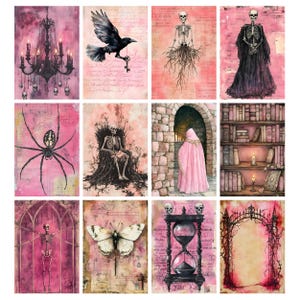 Rosa Halloweenkonst, Nyckfull Efemera, Skräpjournal, Gotiska Halloweensidor, Utskrivbar Häxkonst Clipart, Skuggornas Bok, Spöklik Säsong bild 8