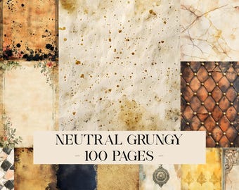 Neutral Grungy Printable Paper Pack Grungy Gothic Digital Download Junk Journal Distressed Pages Vintage Dark Background Industrial Craft