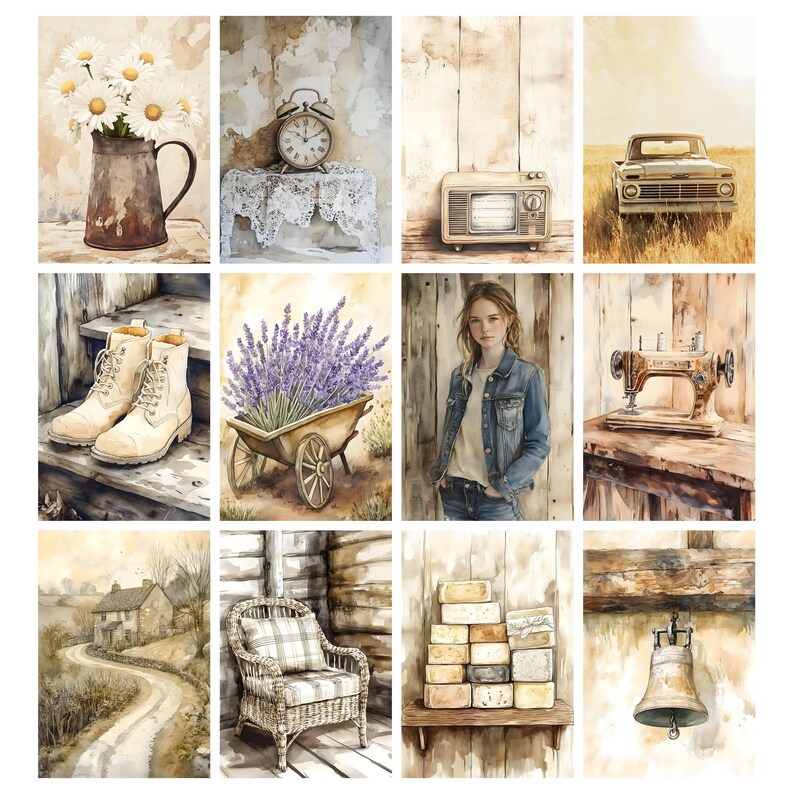 Rustic Farmhouse Journal, Vintage Farm Junk Journal Pages, Farm Digital ...