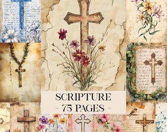 Scripture Scraps Junk Journal Seiten, Bibel Journaling, Glaube Junk Journal Kit, religiöse Seiten, Schrift Journal, Christian Journal Papier