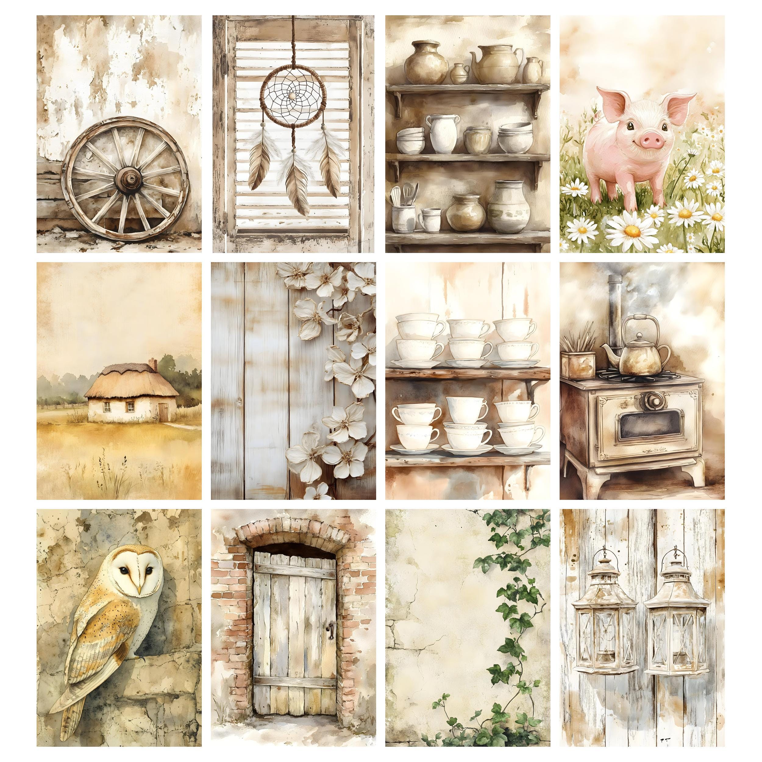 Rustic Farmhouse Journal, Vintage Farm Junk Journal Pages, Farm Digital ...