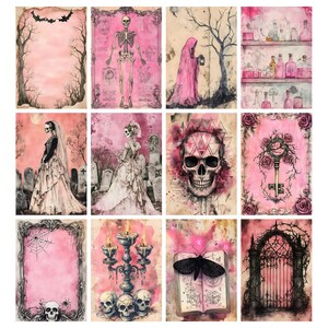 Rosa Halloweenkonst, Nyckfull Efemera, Skräpjournal, Gotiska Halloweensidor, Utskrivbar Häxkonst Clipart, Skuggornas Bok, Spöklik Säsong bild 4