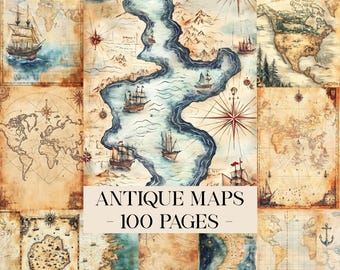 Antique Maps Digital Paper, Vintage World Map Printable, Old Paper ...