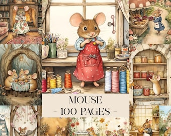Mouse Junk Journal Kit, Vintage Mice Printable, Storybook Ephemera, Woodland Journal, Cottage Journal, Nursery Journal, Scrapbook Papers