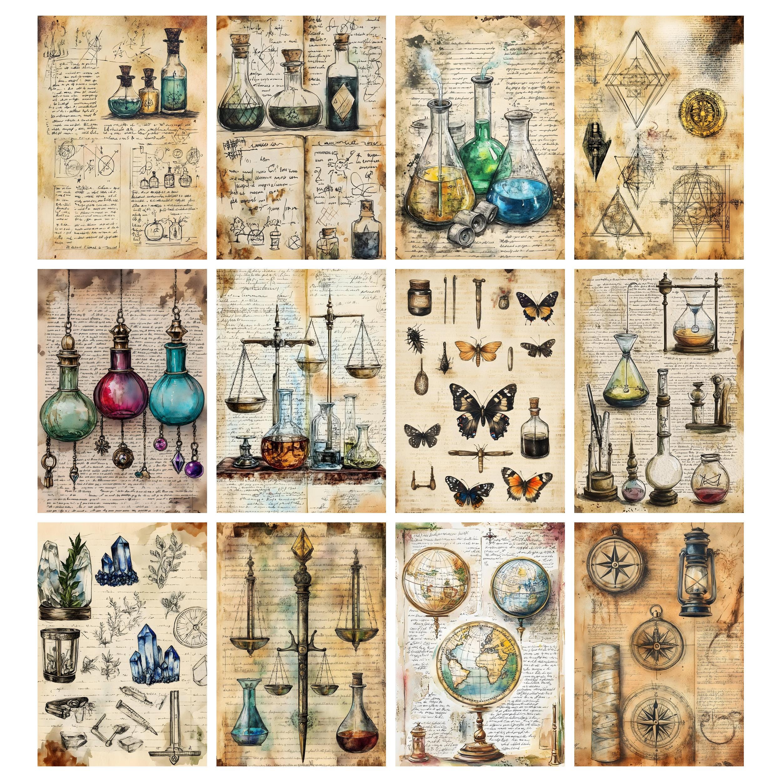 Book of Witchcraft Junk Journal Pages, Digital Scrapbook Papers, Mystic ...