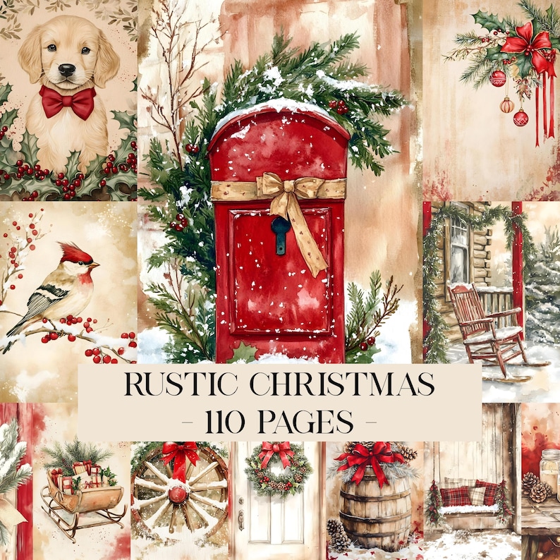 Rustic Christmas Junk Journal Kit, Cozy Winter Printable Pages, Merry ...