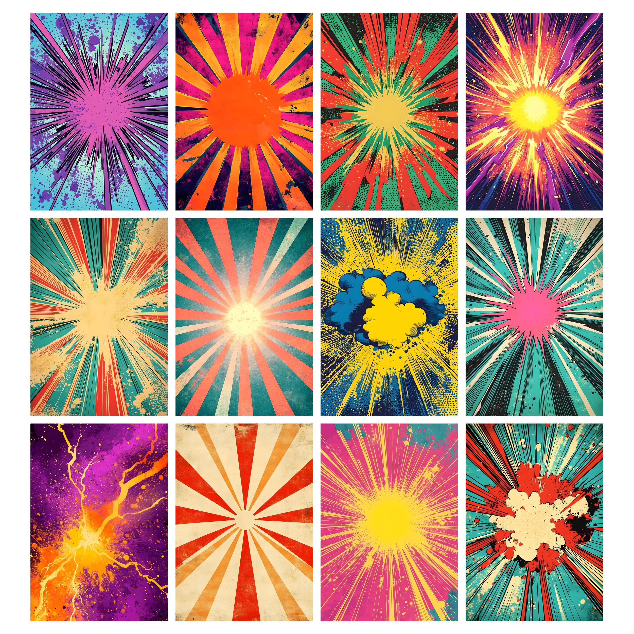 Pop Art Comic Backgrounds, Retro Comic Digital Papers, Comic Book ...