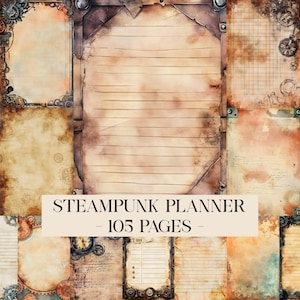 Steampunk Junk Journal Planner, Steampunk Papers, Steampunk Pages, Steampunk Ephemera, Printable Steampunk, Industrial Grunge Digital Papers