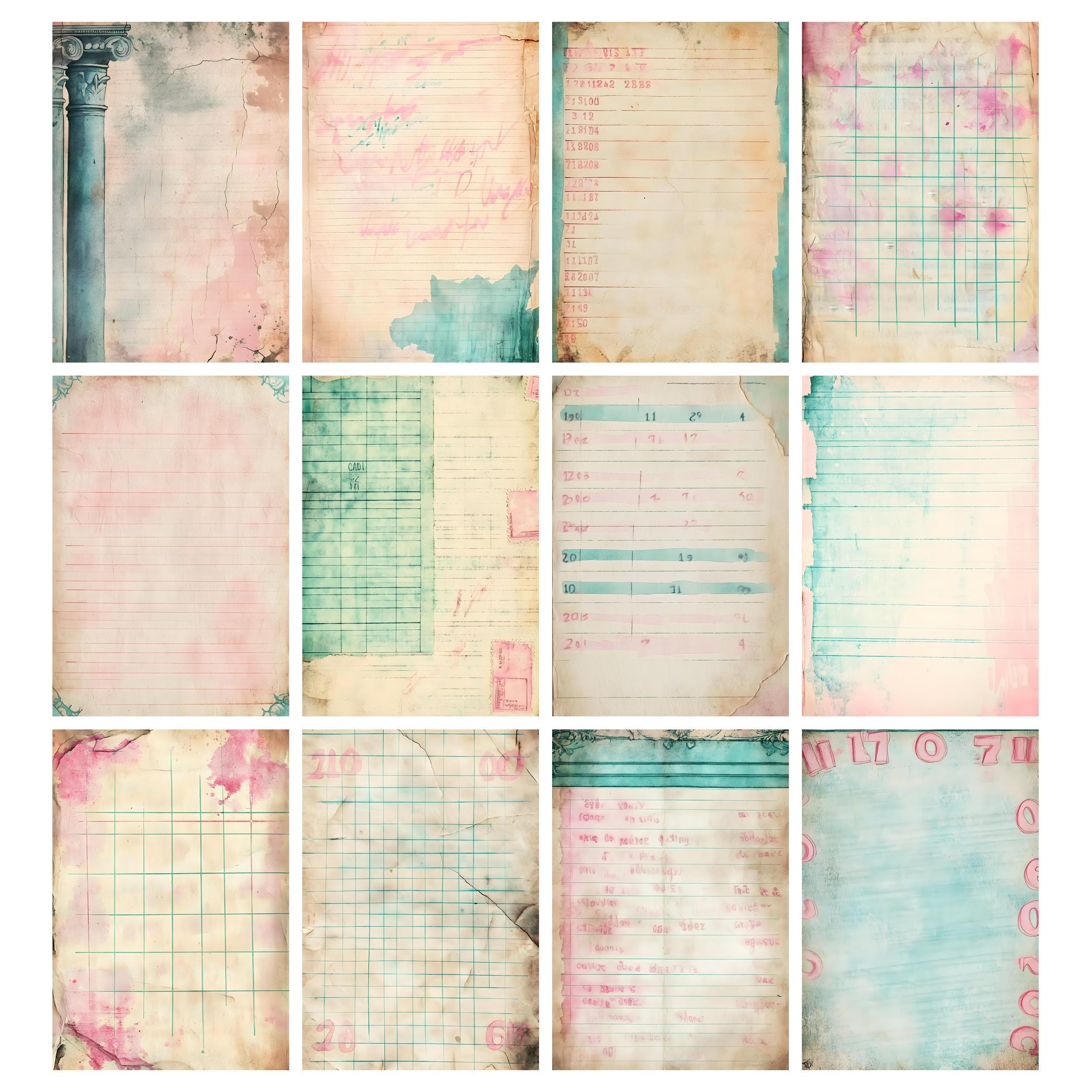 Printable Tattered Antique Ledger Paper, Old Junk Journal Pages ...