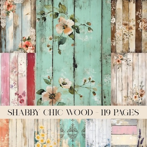 Junk Journal Pages, Vintage Rustic Shabby Chic Wooden Digital Decorative Floral, Wooden Papers Neutral Journal Paper Pack Vintage Watercolor
