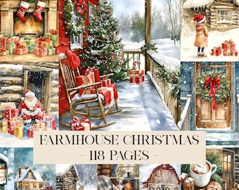 Snowy Christmas-2 Junk Journal Pages, Rustic Christmas Pages, Cozy ...