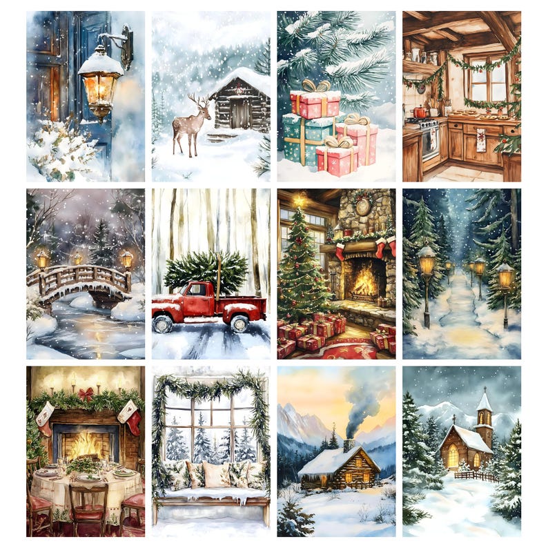 Farmhouse Christmas Junk Journal Kit, Rustic Christmas Printable Pages ...