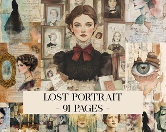 Lost Portrait Junk Journal Kit, Dark Academia, oud boek digitaal papier, Library Junk Journal, lezing Junk Journal afdrukbare digitale download