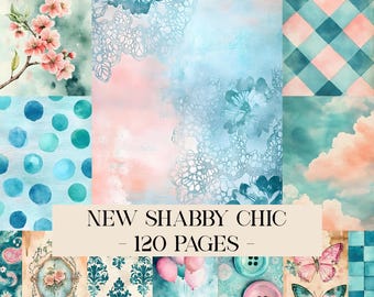 Nuevas páginas de diario basura Shabby Chic, imprimibles Shabby Chic, papeles Shabby Chic, efímeras Shabby Chic, papeles para álbumes de recortes, descarga digital