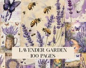 Lavender Junk Journal Kit, Lavender Flower Junk Journal Pages, Herbs Printables, Botanical Ephemera, Floral Junk Journal, Scrapbook Paper