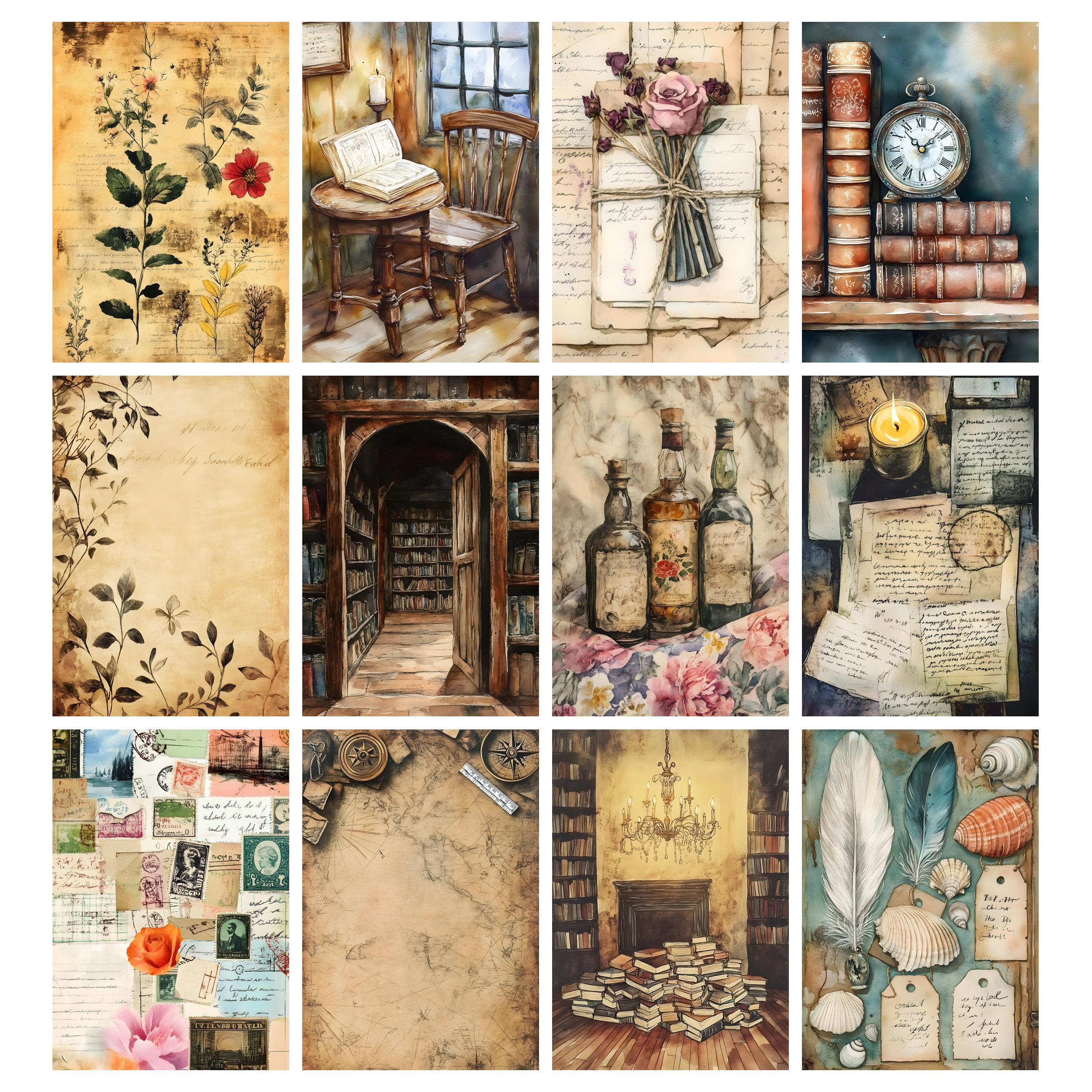 Manuscript Junk Journal Printable Kit Vintage Book Lover Paper Digital ...
