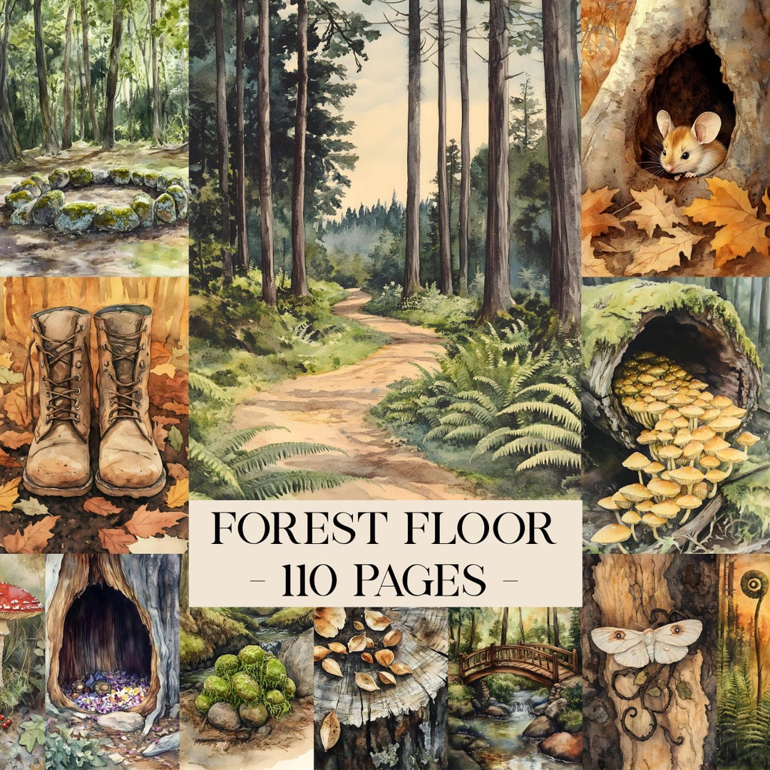 Enchanted Forest Junk Journal Pages, Printable Collage Sheet, Digital ...