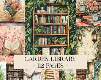 Garden Junk Journal Kit, Spring Folio Junk Journal-pagina's, afdrukbare English Garden Folio Kit plakboekpapier, Library Junk Journal, digitaal