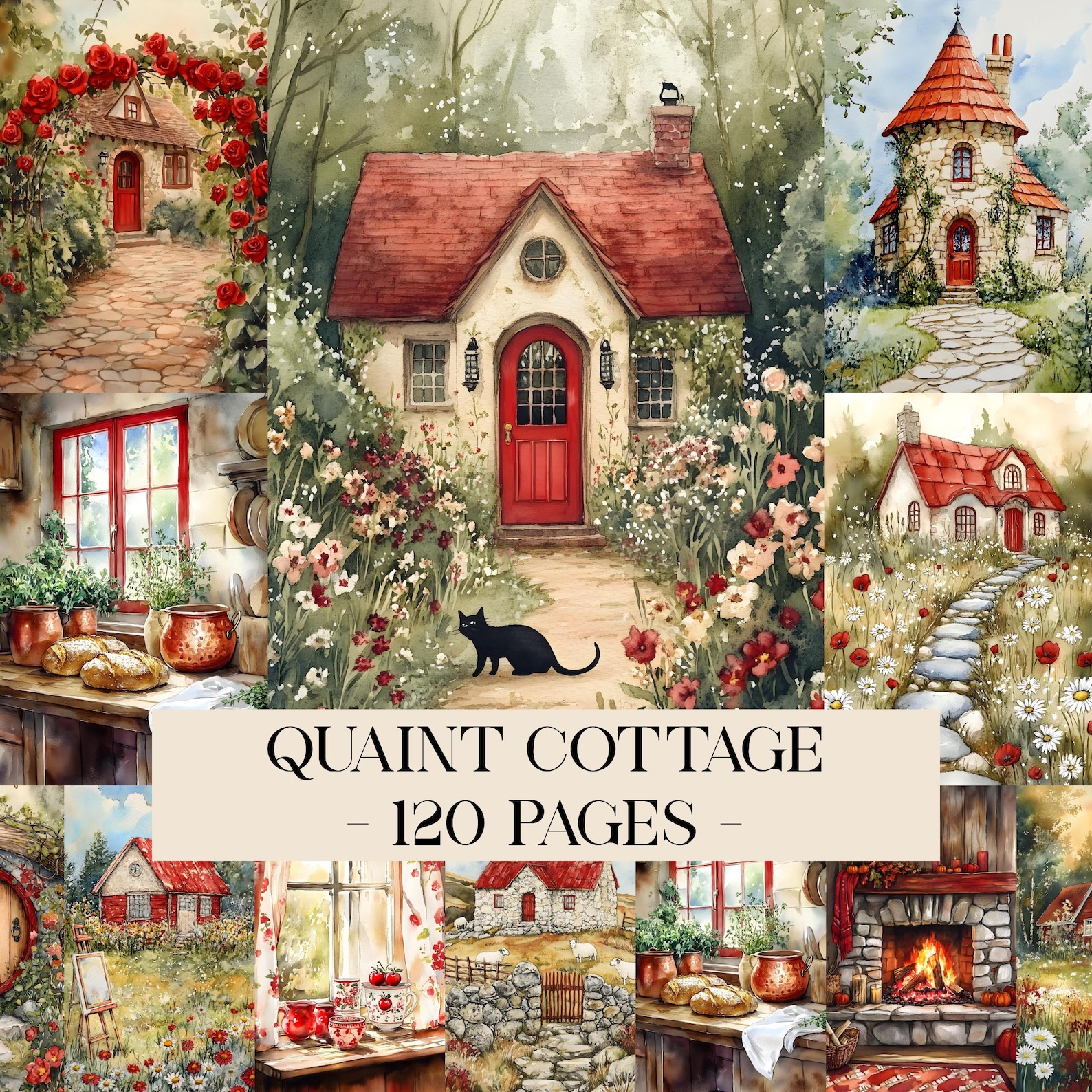 Quaint Cottage Junk Journal Pages, Cozy Cottagecore Aesthetic, Vintage ...