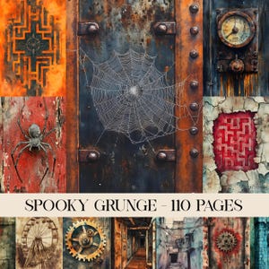 Junk Journal Spooky Grunge Halloween Paper Industrial Backgrounds Distressed Ephemera Gothic Printable Vintage Eerie Textures Horror Paper