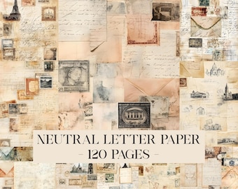 Neutral Vintage Letter Paper, Grungy Papers, Neutral Old Paper, Neutral Junk Journal Pages, Postal Ephemera, Scrapbook Papers Digital Papers