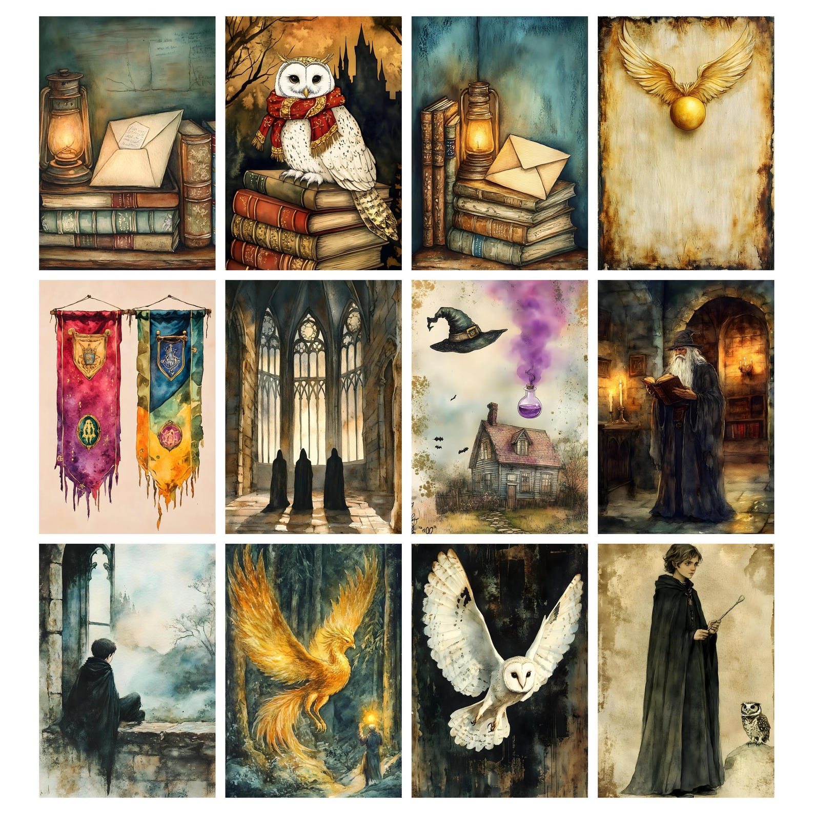 Wizard Collag Wizarding School Junk Journal Paper, Wizard Printable Ephemera, Vintage ...