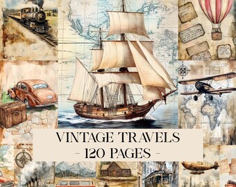 Vintage Travel Junk Journal Kit, Printable Travel Journal, Vintage Junk Journal Pages, Vintage Travel Journal, Vintage Ephemera Scrapbooking