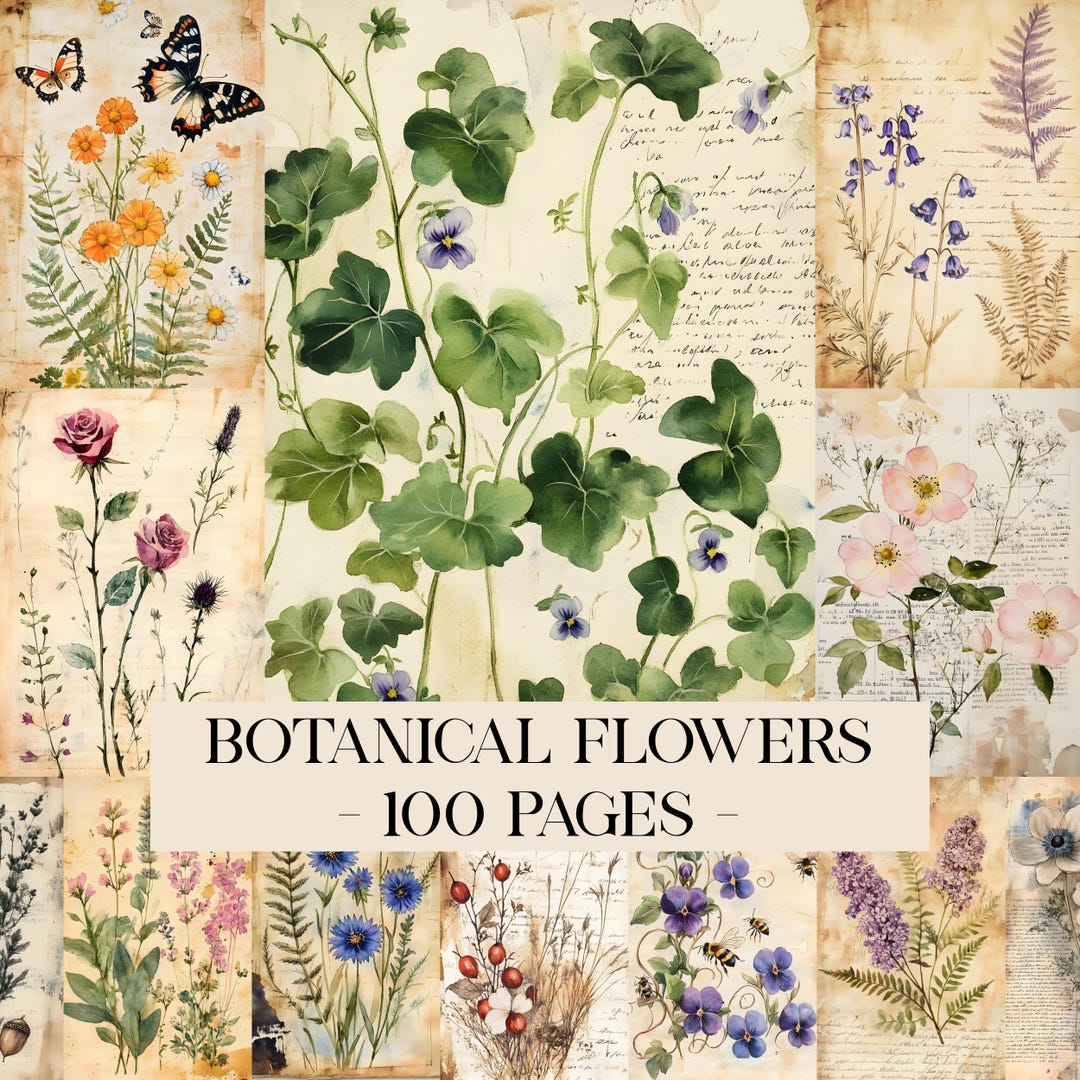 Botanical Flowers Junk Journal Printable Pages, Junk Journal Kit ...