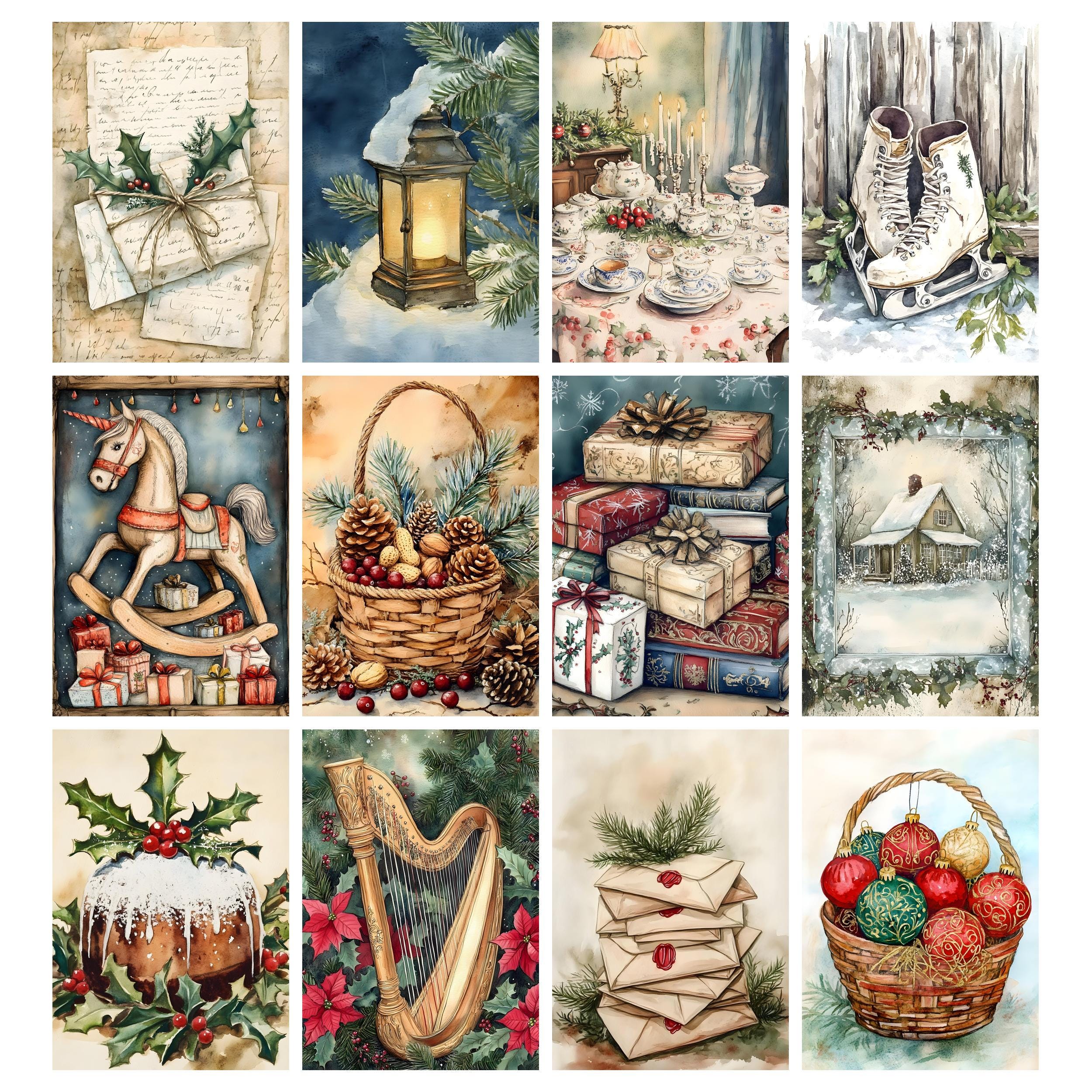 Classic Christmas Junk Journal Pages, Digital Scrapbook Paper Kit ...