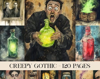 Printable Junk Journal Halloween Papers, Digital Halloween, Gothic Crafting Kit, Gothic Ephemera, Creepy Scrapbook Pages, Digital Download