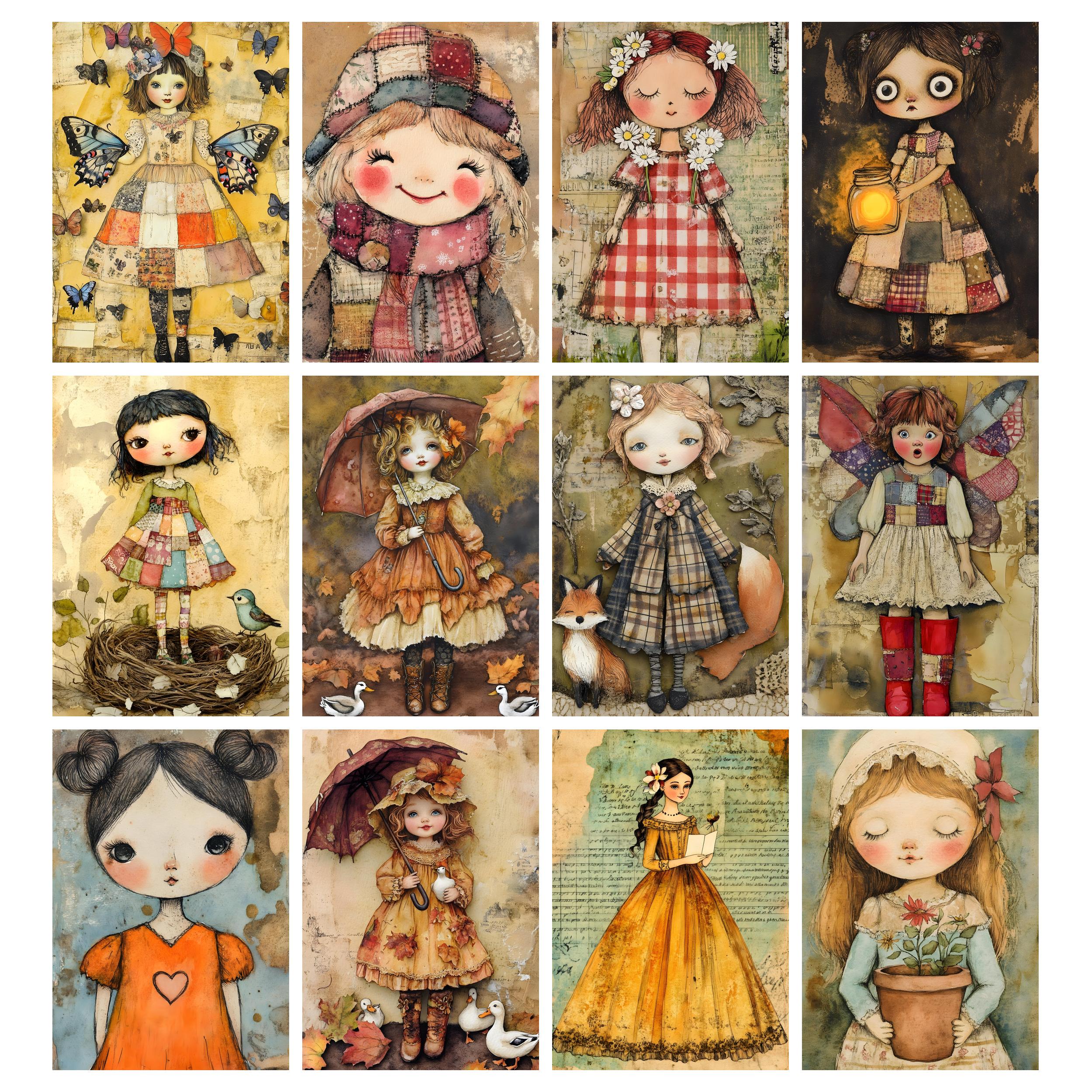 Jumbly Dolls Digital Journal Kit, Grunge Printable Dolls, Printable ...