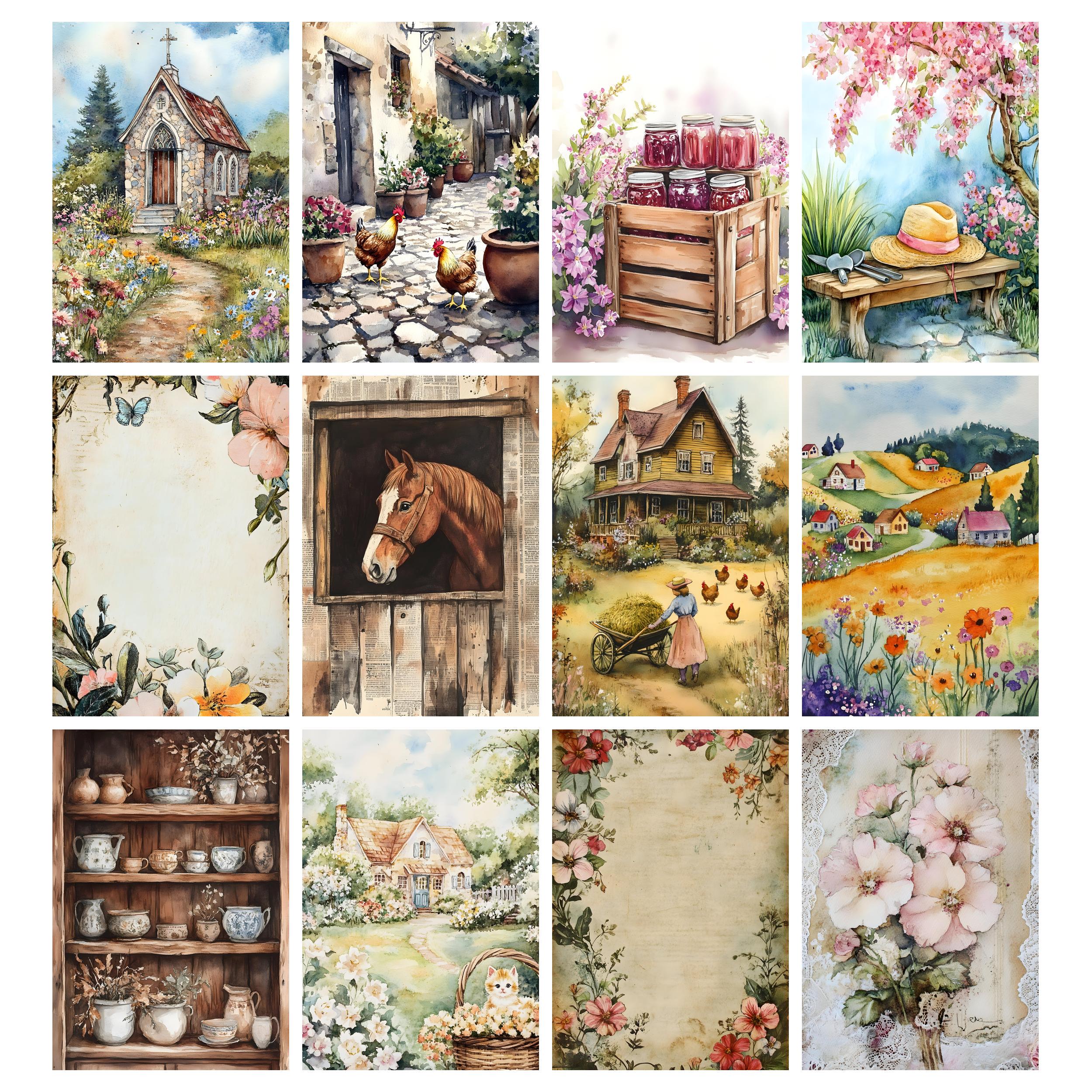 Digital Printable Spring Junk Journal Kit, Rustic Farm Vintage ...