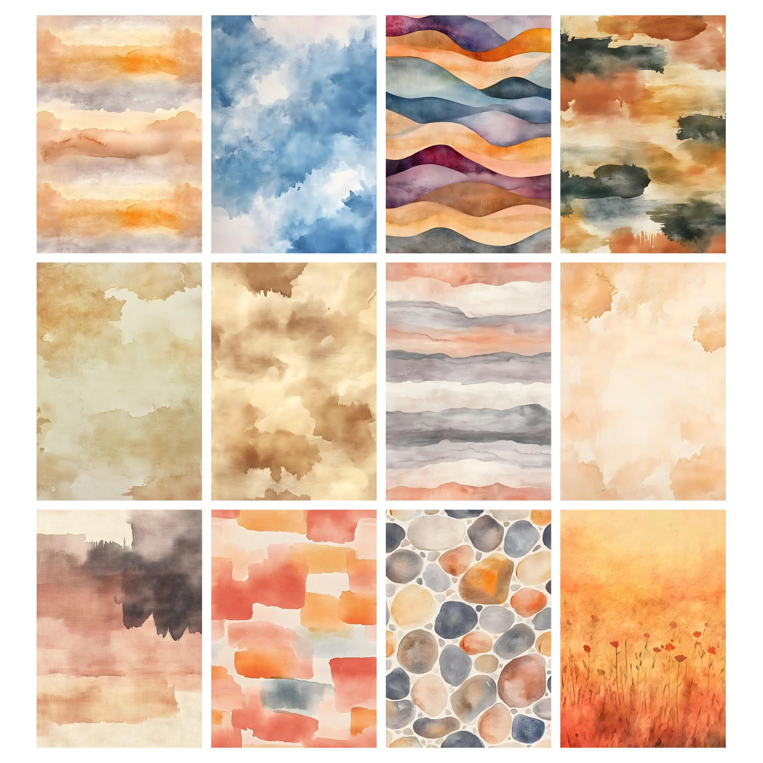 Watercolor Earth Tones Digital Paper Pack Neutral Boho Junk Journal ...