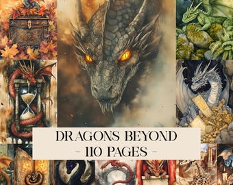 Dragons Beyond Junk Journal Kit, Fantasy Collage Printables, Fantasy Journal, Dragon Junk Journal Pages, Dragon Journal, Digital Ephemera
