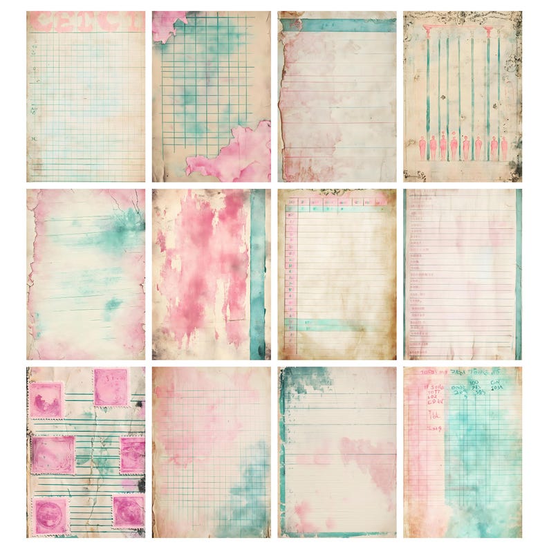 Printable Tattered Antique Ledger Paper, Old Junk Journal Pages ...