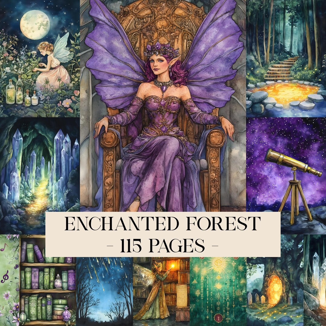 Enchanted Forest Junk Journal Pages, Printable Collage Sheet, Digital ...
