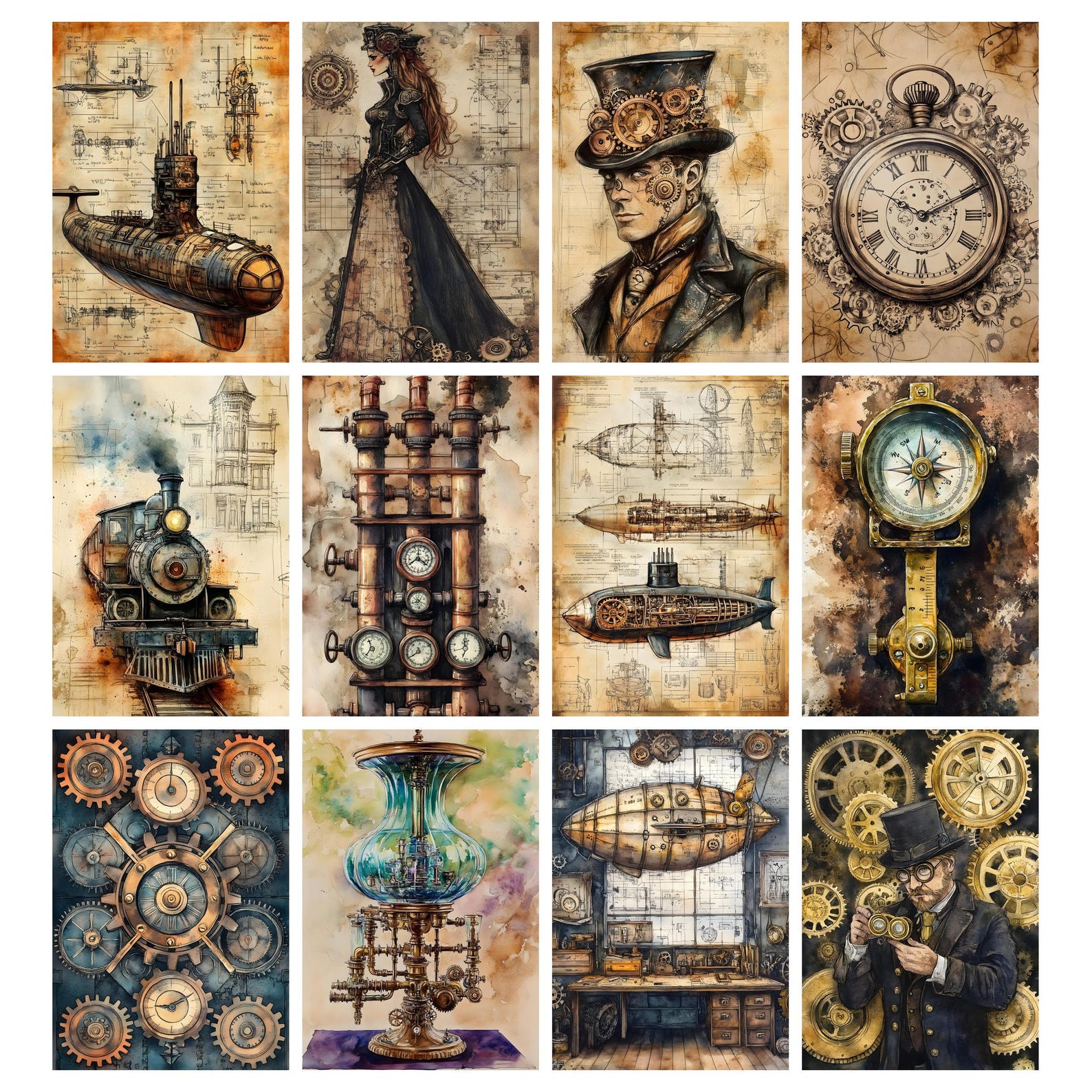 Vintage Steampunk Junk Journal Kit, Instant Download, Digital Scrapbook ...