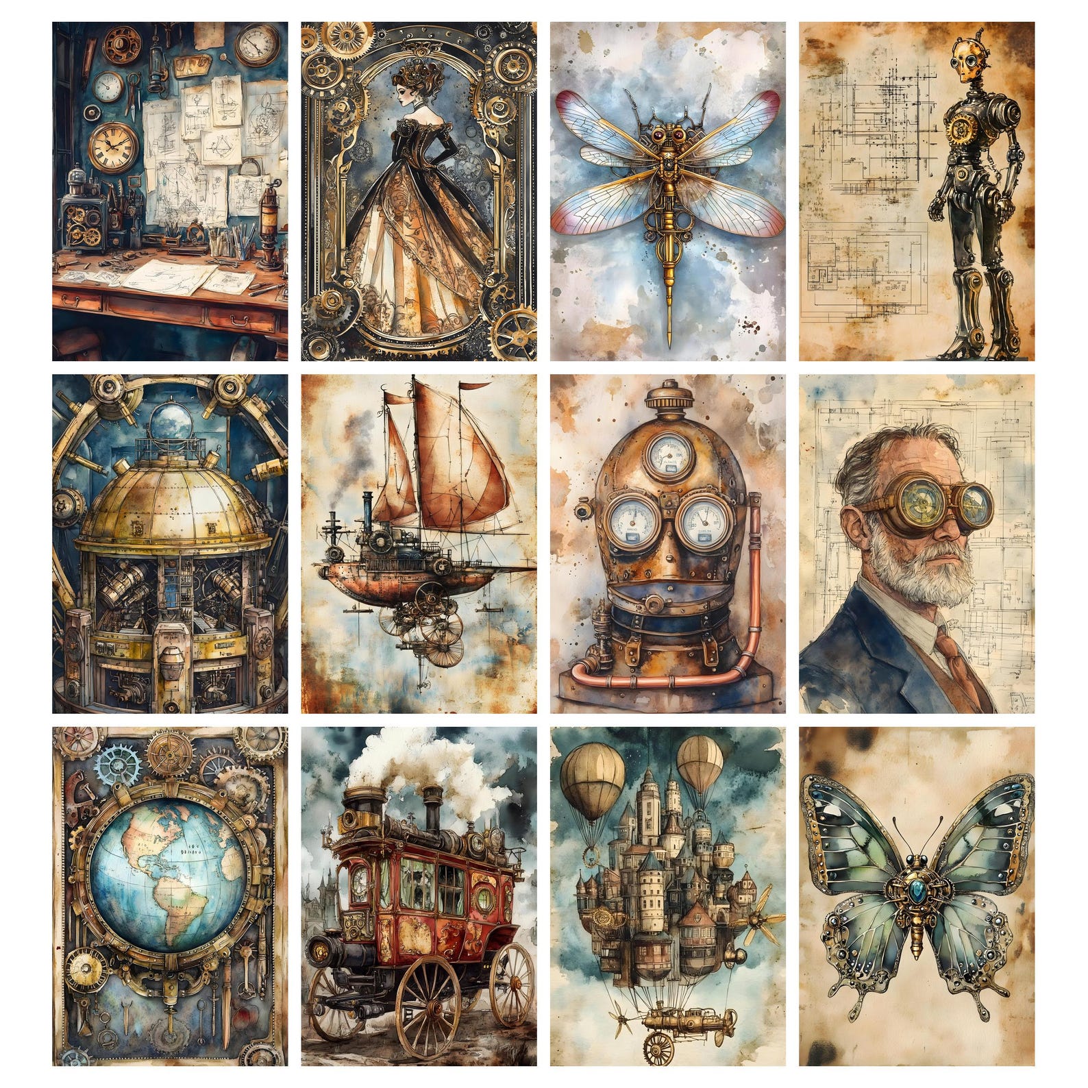 Vintage Steampunk Junk Journal Kit, Instant Download, Digital Scrapbook ...