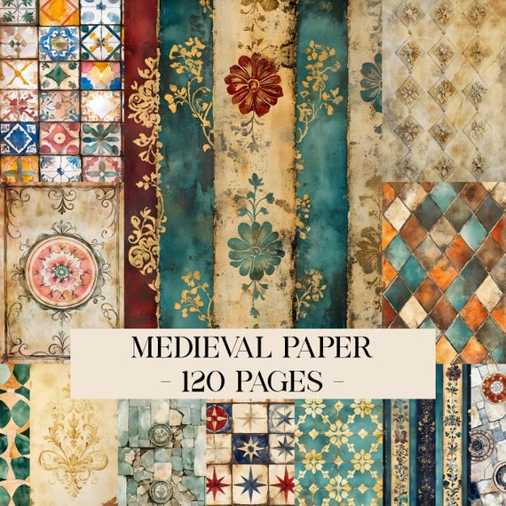 Medieval Parchment Paper, Medieval Junk Journal Pages, Medieval Journal, Scrapbook Papers, Vintage Junk Journal Kit, Digital Papers Ephemera