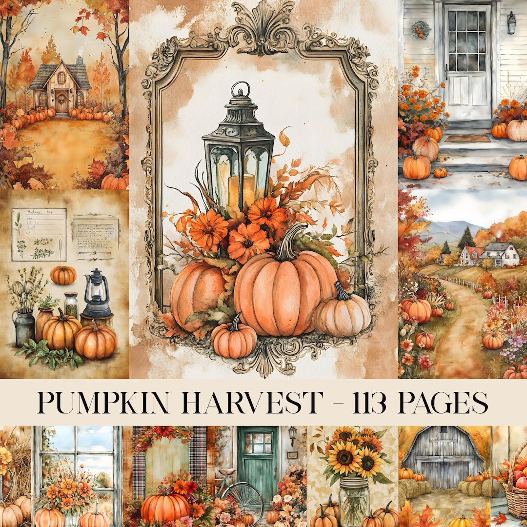 Fall Junk Journal Kit, Autumn Pumpkin Harvest, Thanksgiving Journaling ...