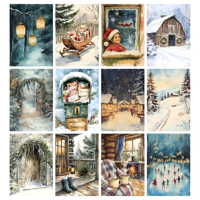 Farmhouse Christmas Junk Journal Kit, Rustic Christmas Printable Pages ...